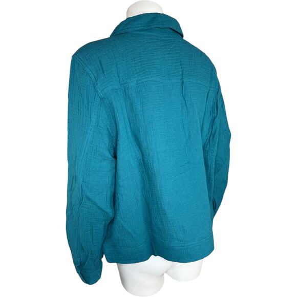 Isaac Mizrahi Live Bridgehampton Cotton Gauze Jacket Deep Sea Small Lightweight - Picture 7 of 13